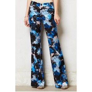 Anthropologie Elevenses Floral Brighton Wide Leg Satin Trouser Pants 0